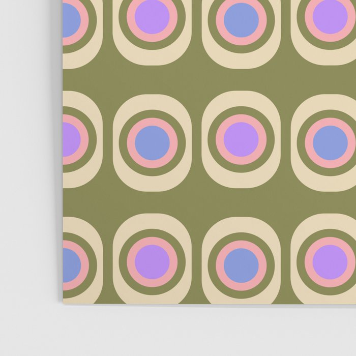 Mid-century Modern Pattern - Olive, Pink and Blue Poster Gallery Image 3