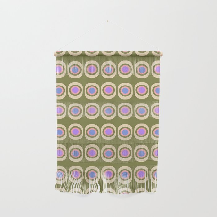 Mid-century Modern Pattern - Olive, Pink and Blue Wall Hanging Gallery Image 1