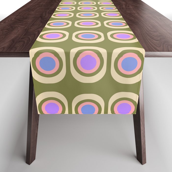 Mid-century Modern Pattern - Olive, Pink and Blue Table Runner Gallery Image 1