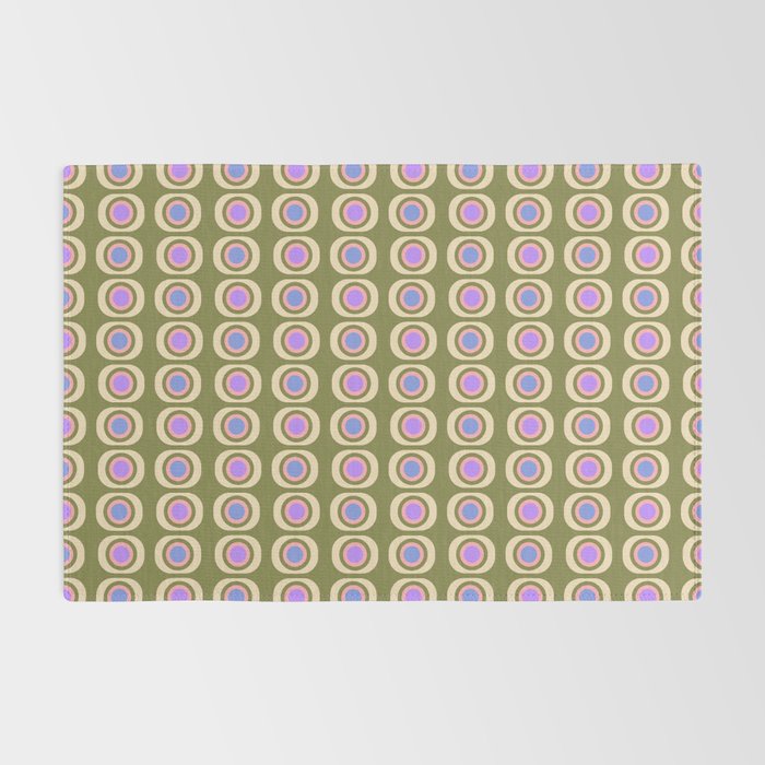 Mid-century Modern Pattern - Olive, Pink and Blue Rug Gallery Image 2