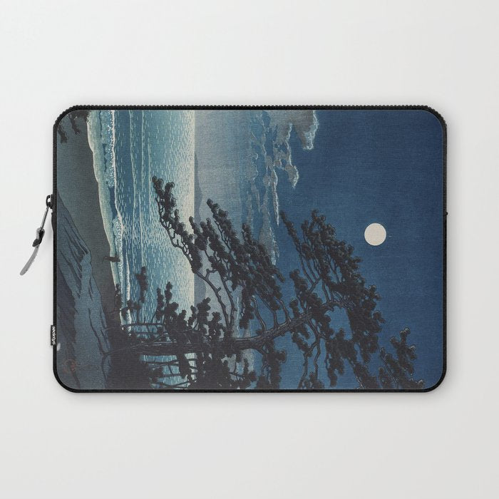 Spring Moon At Ninomiya Beach by Hasui Kawase å·ç¬ å·´æ°´ Laptop Sleeve Gallery Image 1
