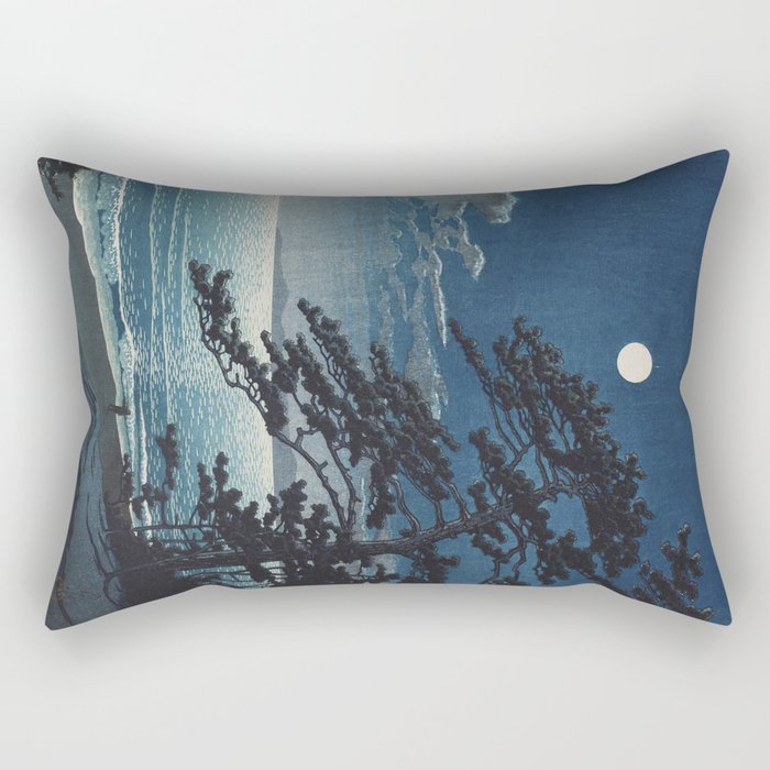 Spring Moon At Ninomiya Beach by Hasui Kawase å·ç¬ å·´æ°´ Rectangular Pillow Gallery Image 2