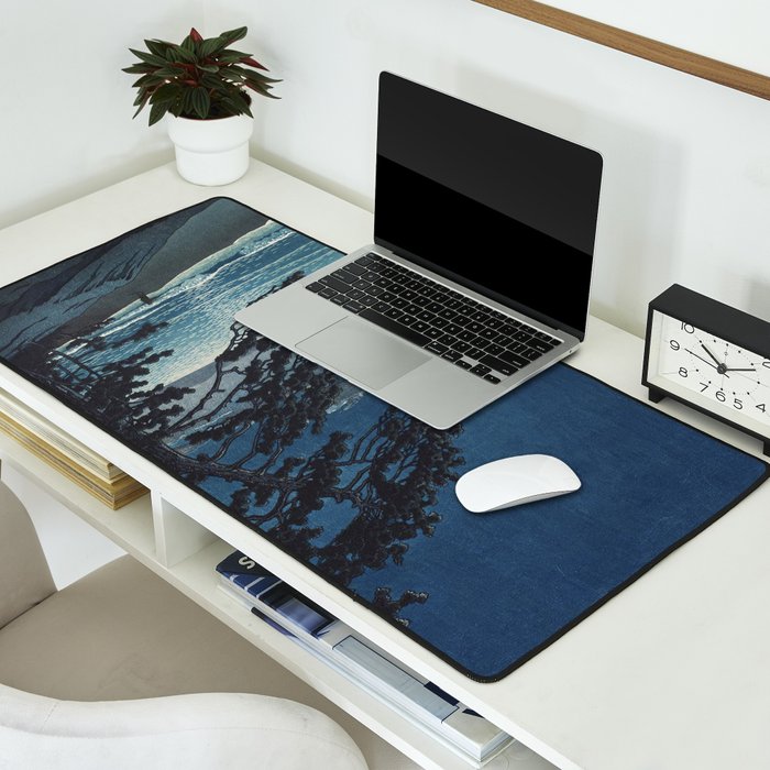 Spring Moon At Ninomiya Beach by Hasui Kawase å·ç¬ å·´æ°´ Desk Mat Gallery Image 2