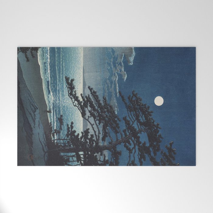 Spring Moon At Ninomiya Beach by Hasui Kawase å·ç¬ å·´æ°´ Welcome Mat Gallery Image 1
