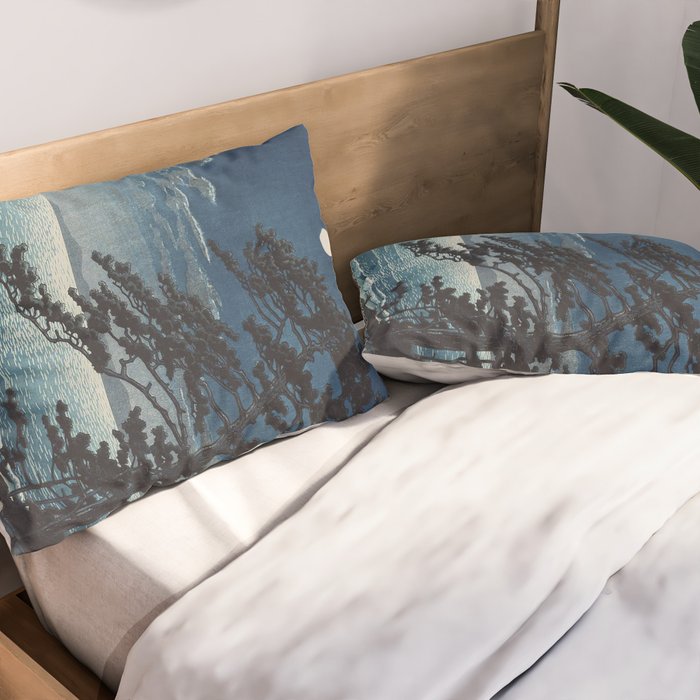 Spring Moon At Ninomiya Beach by Hasui Kawase å·ç¬ å·´æ°´ Pillow Sham Gallery Image 2