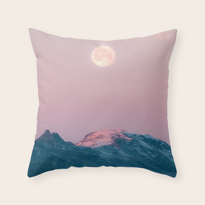 Moon and the Mountains - Landscape Photography Throw Pillow Gallery Image 1