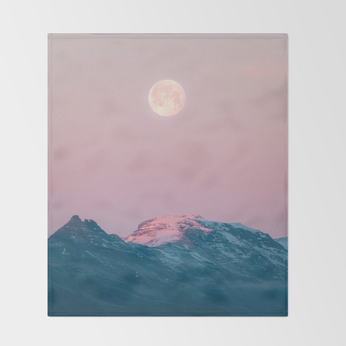 Moon and the Mountains - Landscape Photography Throw Blanket Gallery Image 2