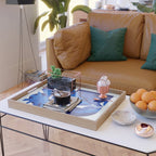 Matisse geometric shapes in blue hues Serving Tray Gallery Image 2