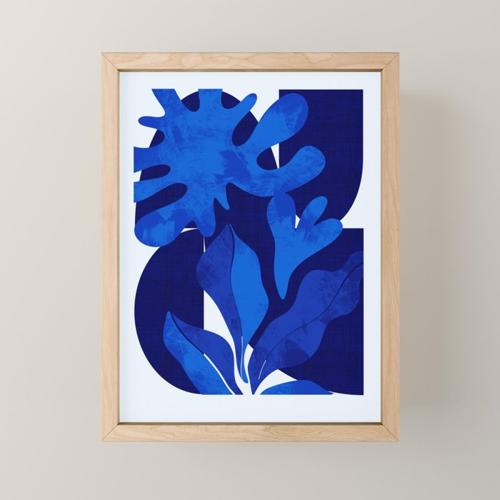 Matisse geometric shapes in blue hues Mini Art Print Gallery Image 1