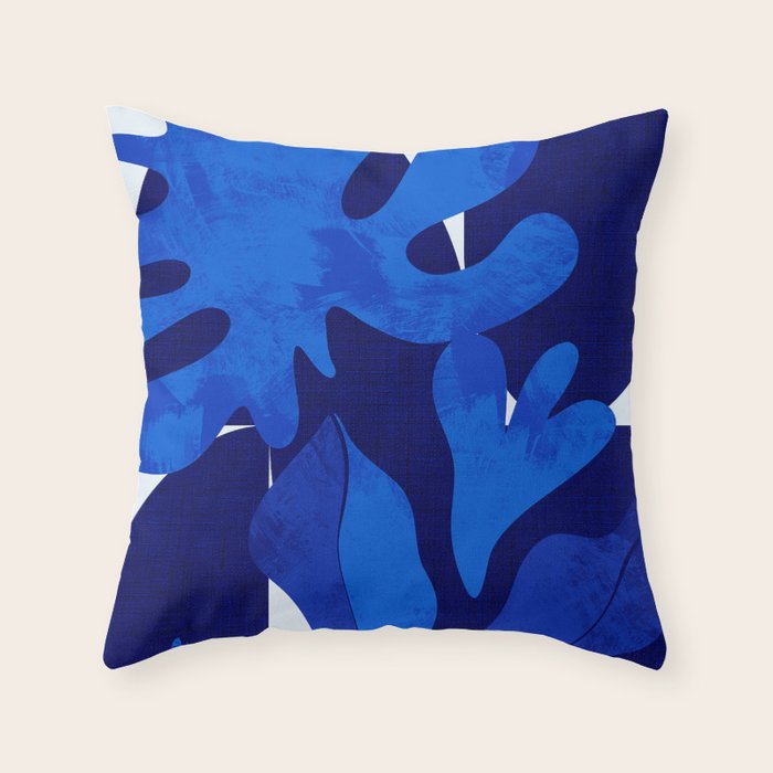 Matisse geometric shapes in blue hues Throw Pillow Gallery Image 6