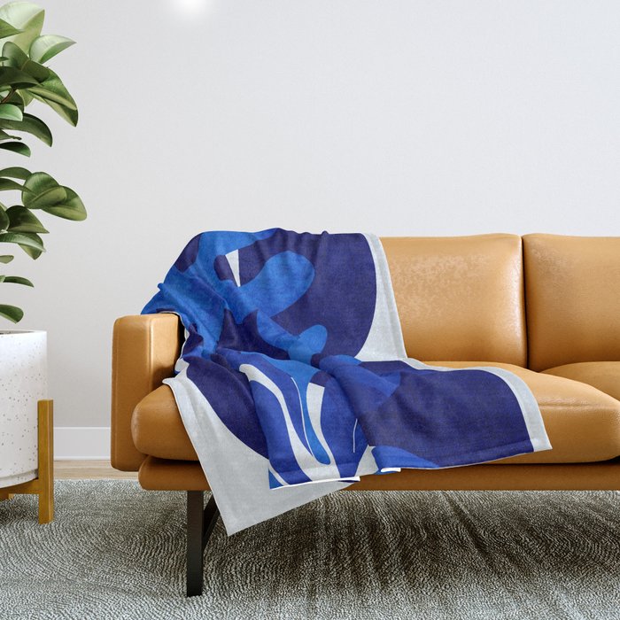 Matisse geometric shapes in blue hues Throw Blanket Gallery Image 1