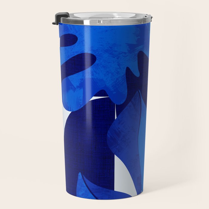 Matisse geometric shapes in blue hues Travel Mug Gallery Image 3