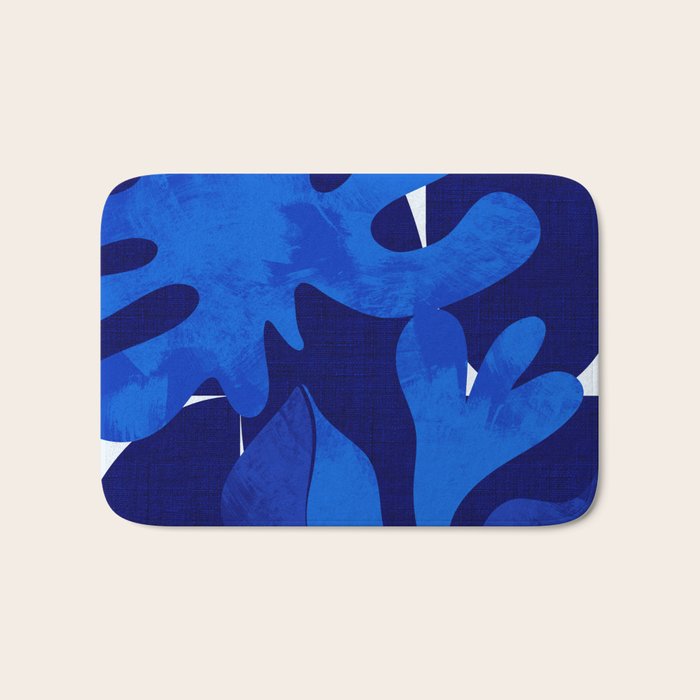 Matisse geometric shapes in blue hues Bath Mat Gallery Image 1