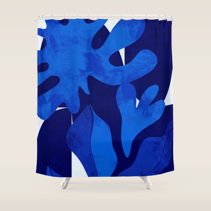 Matisse geometric shapes in blue hues Shower Curtain Gallery Image 1