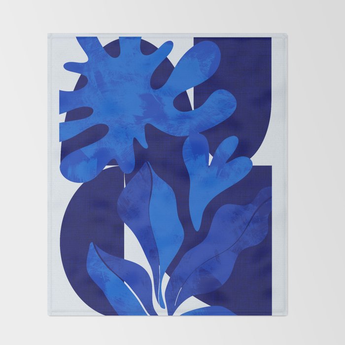 Matisse geometric shapes in blue hues Throw Blanket Gallery Image 2