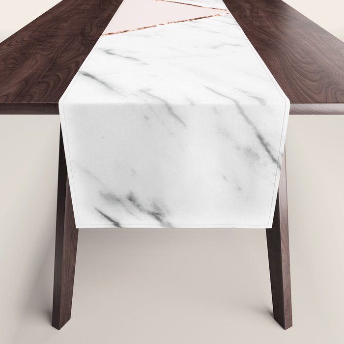 Peony blush geometric marble Table Runner Gallery Image 1