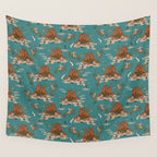 Quirky Western Cowboys on Seahorses Roping Sharks Wall Tapestry Gallery Image 4
