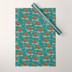 Quirky Western Cowboys on Seahorses Roping Sharks Wrapping Paper Gallery Image 1