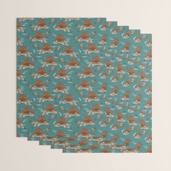 Quirky Western Cowboys on Seahorses Roping Sharks Wrapping Paper Gallery Image 3