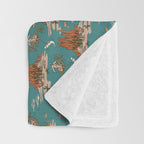 Quirky Western Cowboys on Seahorses Roping Sharks Throw Blanket Gallery Image 3