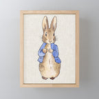 Peter the rabbit beige linen textured background Mini Art Print Gallery Image 1