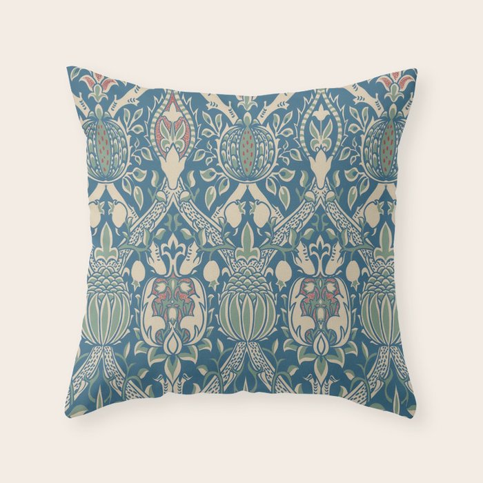 William Morris Vintage Granada Blue & Green Throw Pillow Gallery Image 6