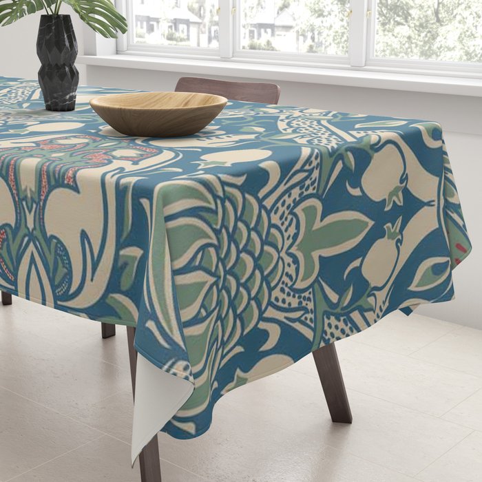William Morris Vintage Granada Blue & Green Tablecloth Gallery Image 3