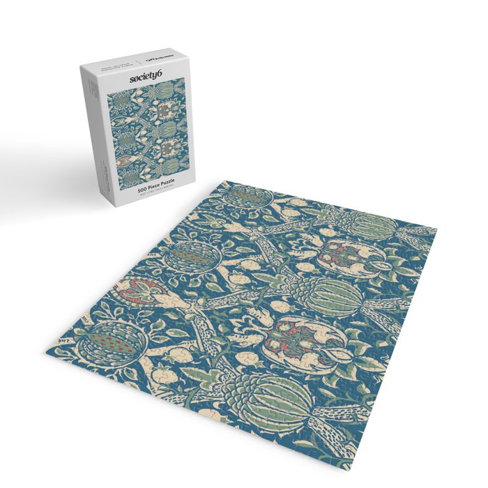William Morris Vintage Granada Blue & Green Jigsaw Puzzle Gallery Image 2