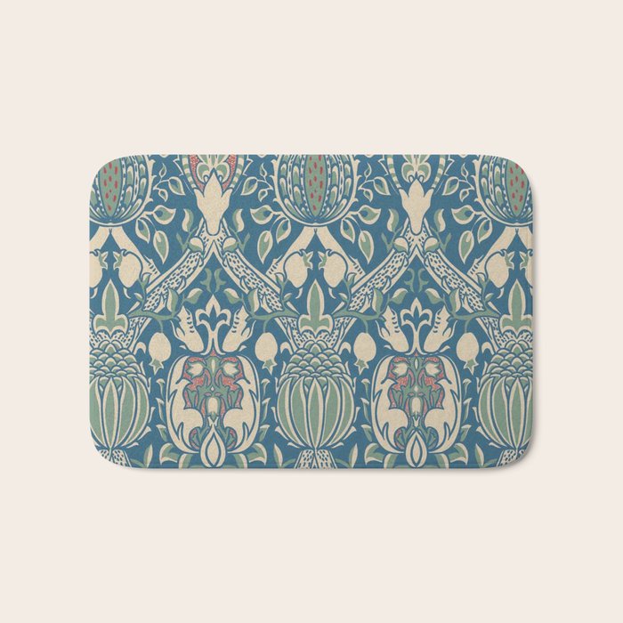 William Morris Vintage Granada Blue & Green Bath Mat Gallery Image 1