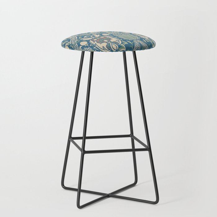 William Morris Vintage Granada Blue & Green Stool Gallery Image 1