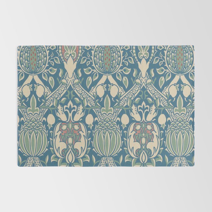 William Morris Vintage Granada Blue & Green Rug Gallery Image 2