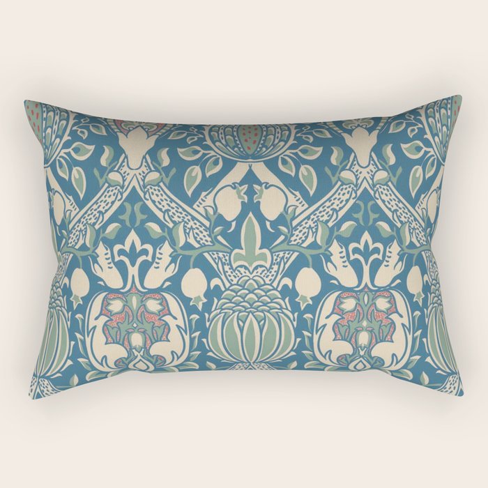 William Morris Vintage Granada Blue & Green Rectangular Pillow Gallery Image 2