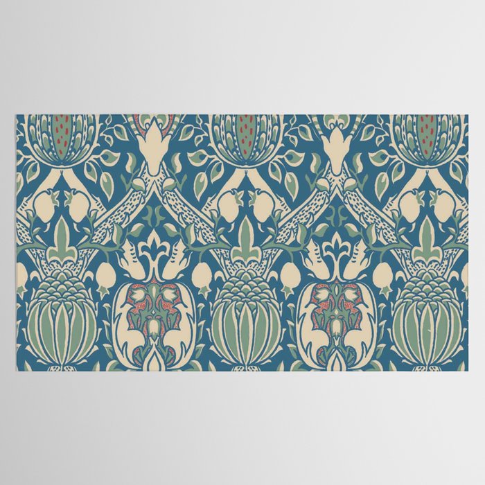 William Morris Vintage Granada Blue & Green Tablecloth Gallery Image 2