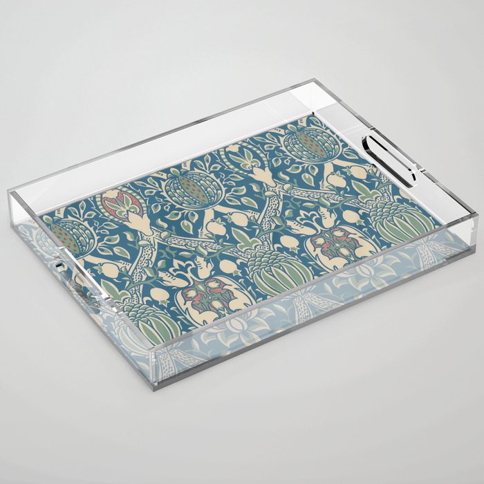 William Morris Vintage Granada Blue & Green Acrylic Tray Gallery Image 1