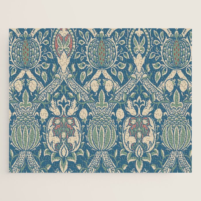 William Morris Vintage Granada Blue & Green Jigsaw Puzzle Gallery Image 1