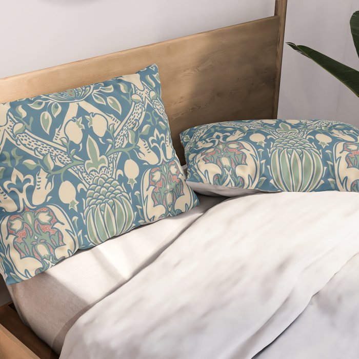 William Morris Vintage Granada Blue & Green Pillow Sham Gallery Image 2