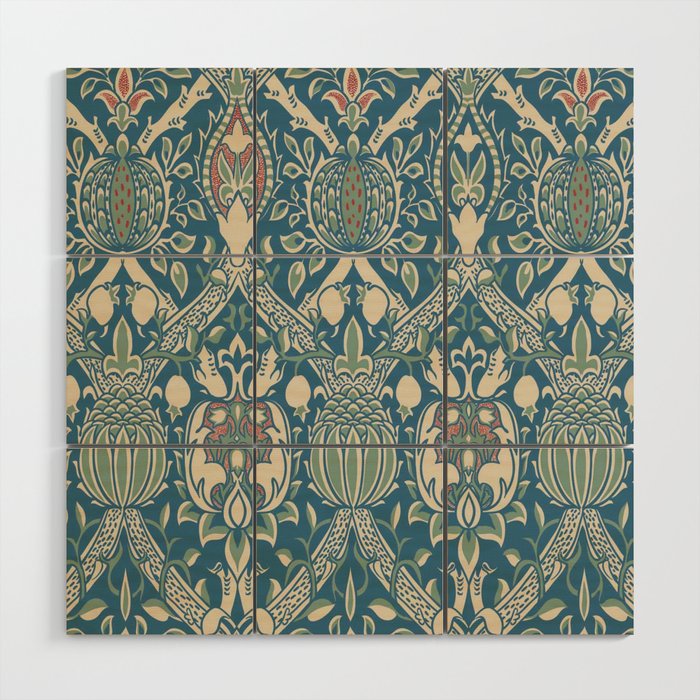 William Morris Vintage Granada Blue & Green Wood Wall Art Gallery Image 1