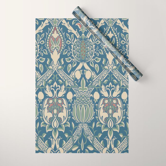 William Morris Vintage Granada Blue & Green Wrapping Paper Gallery Image 1
