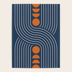 Geometric Lines in Navy and Orange (Rainbow and Moon Phases Abstract) Poster Gallery Image 4