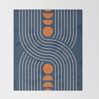 Geometric Lines in Navy and Orange (Rainbow and Moon Phases Abstract) Throw Blanket Gallery Image 2