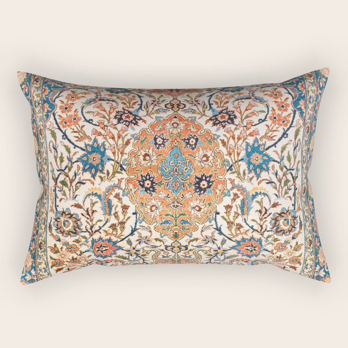Isfahan Antique Central Persian Carpet Print Rectangular Pillow Gallery Image 2