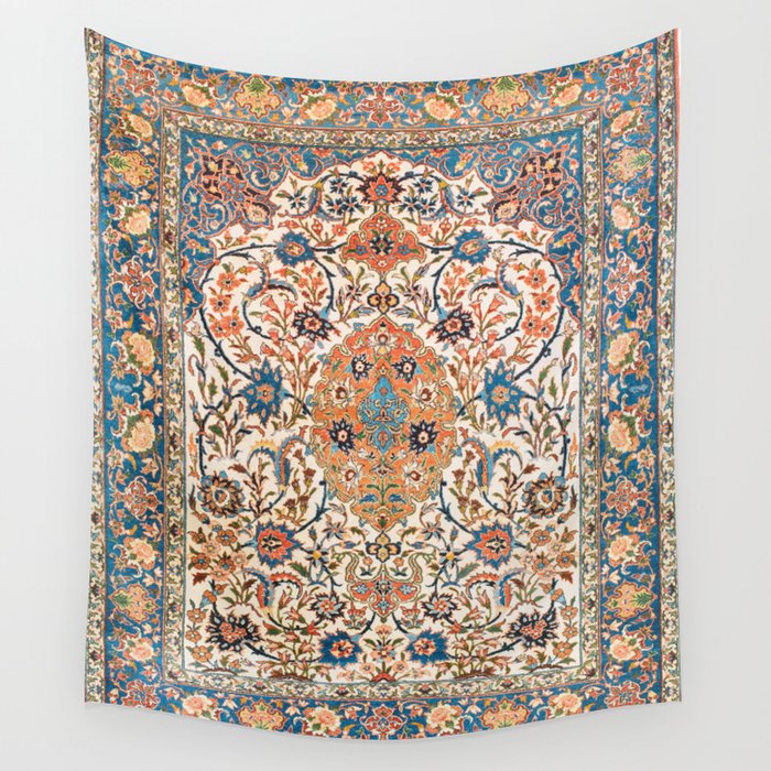 Isfahan Antique Central Persian Carpet Print Wall Tapestry Gallery Image 1