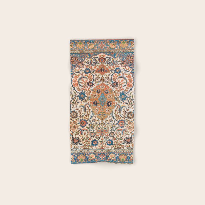 Isfahan Antique Central Persian Carpet Print Bath Towel Gallery Image 1