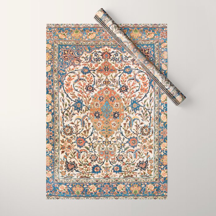 Isfahan Antique Central Persian Carpet Print Wrapping Paper Gallery Image 1