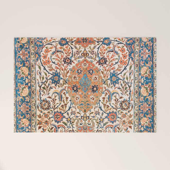 Isfahan Antique Central Persian Carpet Print Welcome Mat Gallery Image 1