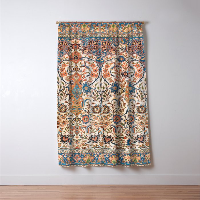 Isfahan Antique Central Persian Carpet Print Window Curtain Gallery Image 3