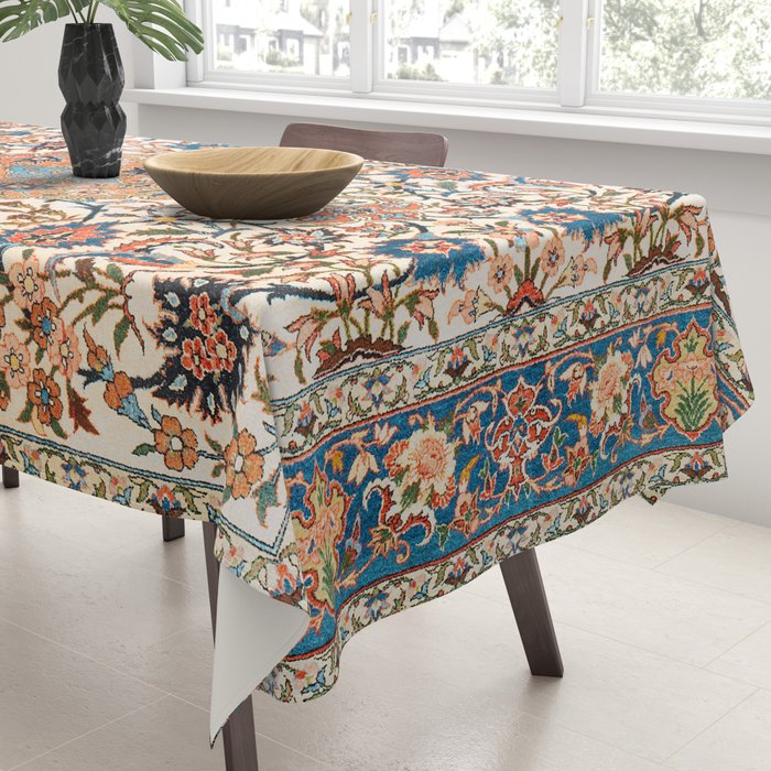 Isfahan Antique Central Persian Carpet Print Tablecloth Gallery Image 3