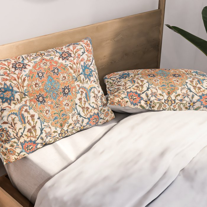 Isfahan Antique Central Persian Carpet Print Pillow Sham Gallery Image 2