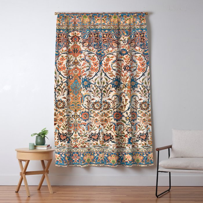 Isfahan Antique Central Persian Carpet Print Window Curtain Gallery Image 5