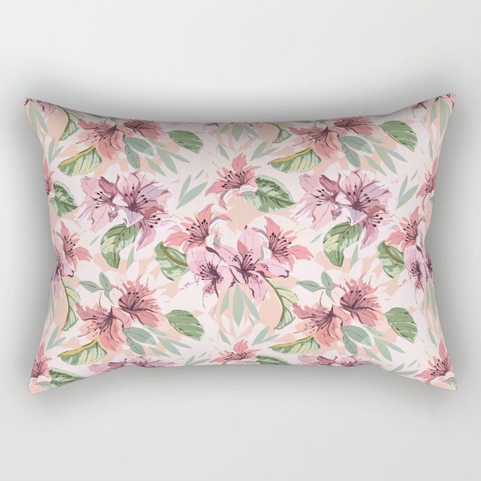 Pastel pink tropical bloom A Rectangular Pillow Gallery Image 1